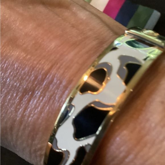 Coach Gold and Black and cream animal print bangle bracelet. - Picture 16 of 16